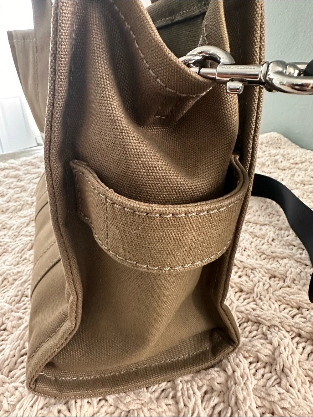 Marc Jacobs Olive Brown Canvas Tote with Black Strap
